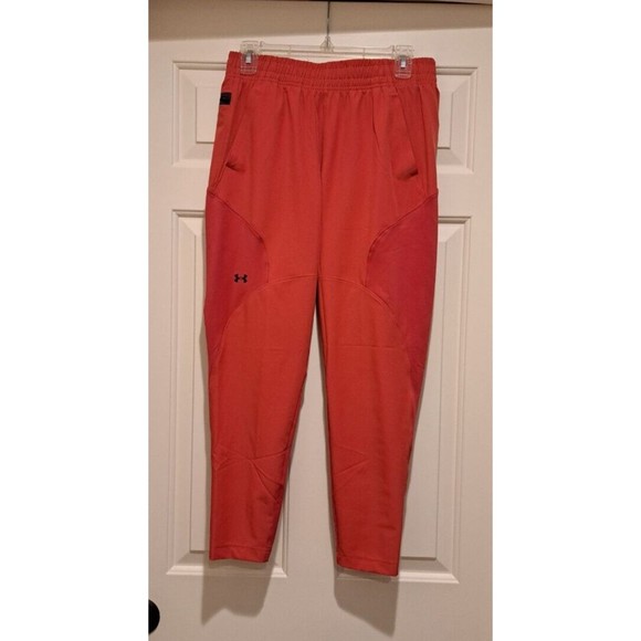 NWT Under Armour Joggers Women's Red Track Pants Pockets Loose Size Small New - Picture 1 of 7